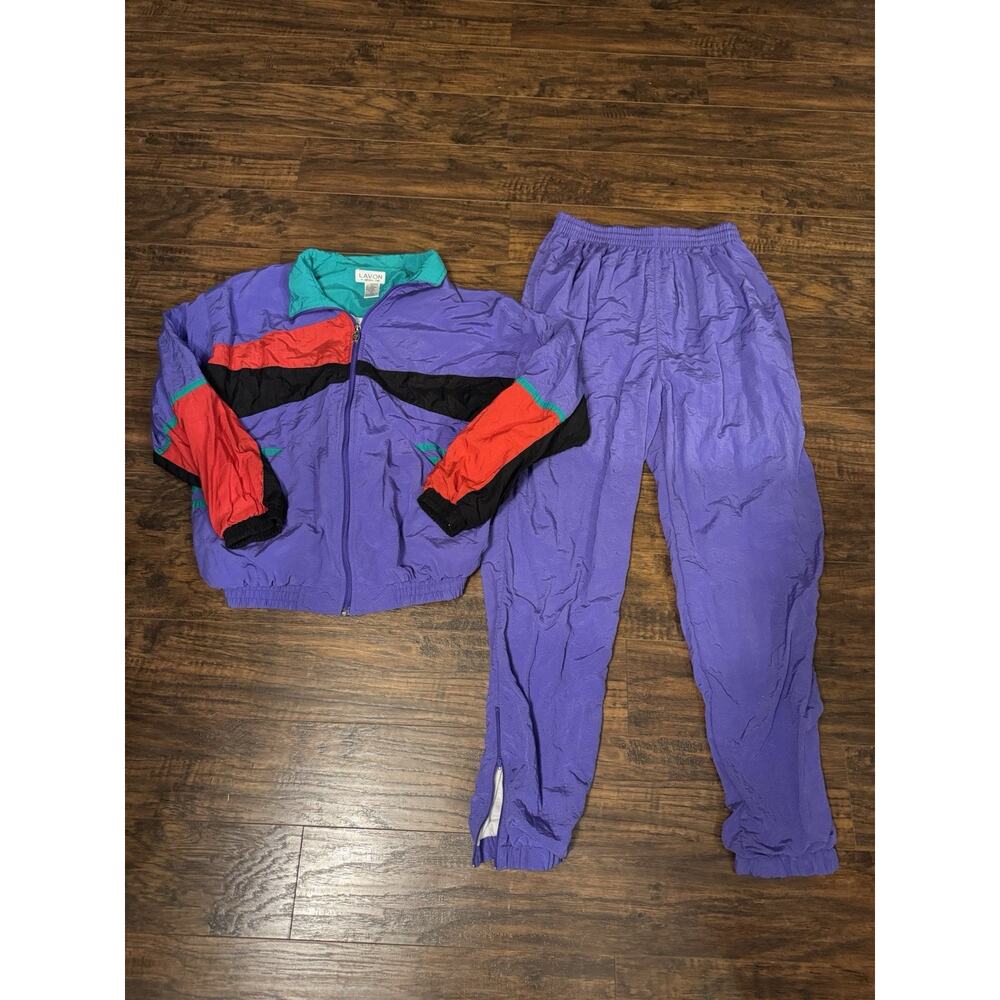 Lavon Vintage Women’s windbreaker tracksuit outfit purple Retro set Sz:L